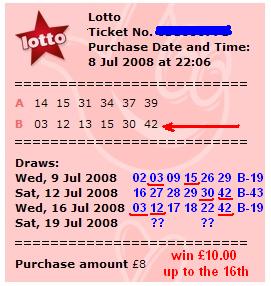UK Lotto 16th July 3 correct